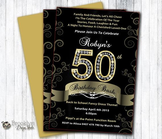 Customizable Birthday Invitations
 50th Birthday Bash Custom Designed Invitation by SwankyBash