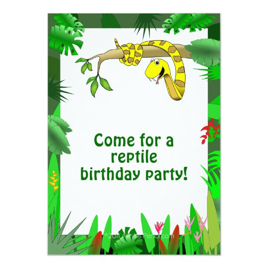 Customizable Birthday Invitations
 Snake in Tree Custom Reptile Birthday Invitations