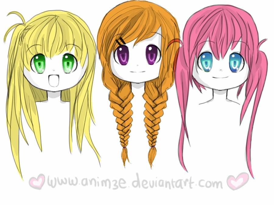 Cute Anime Girl Hairstyles
 Girl hairstyles by anim3e on DeviantArt