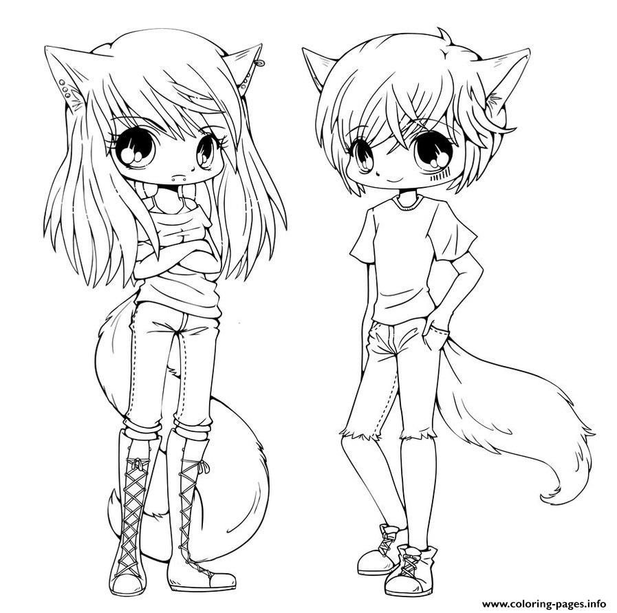 Cute Anime Girls Coloring Pages
 Print cute anime twins coloring pages