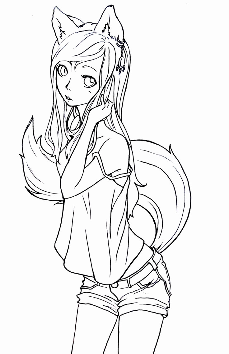 Cute Anime Girls Coloring Pages
 Best s Anime Fox Coloring Pages Cute Anime Chibi