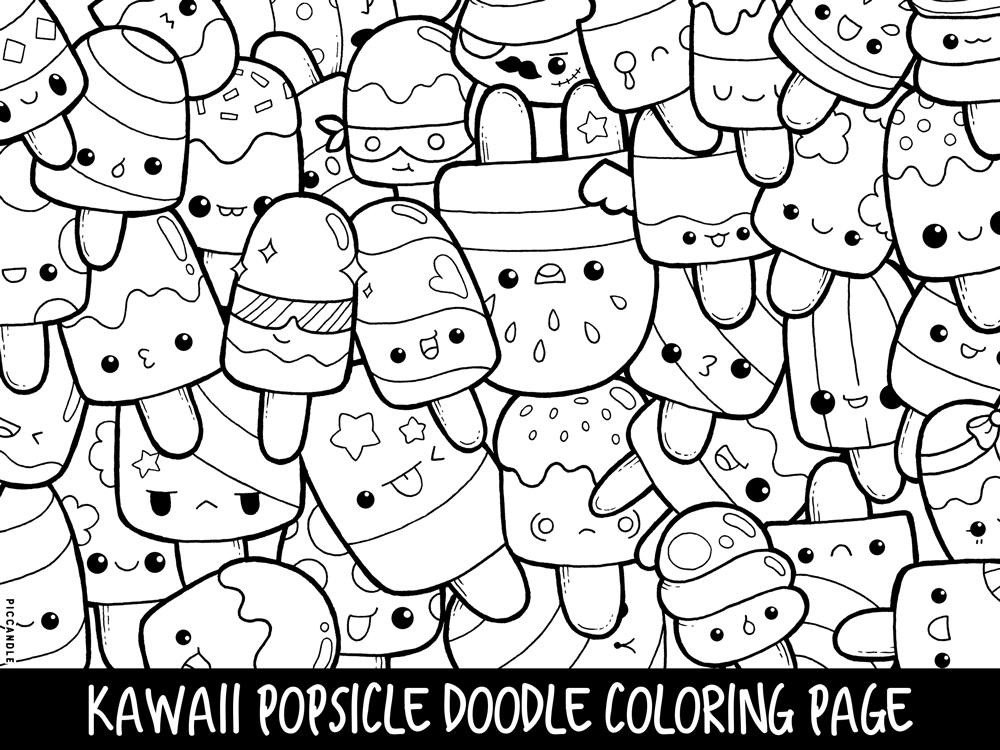 Cute Coloring Pages For Adults
 Popsicle Doodle Coloring Page Printable Cute Kawaii Coloring