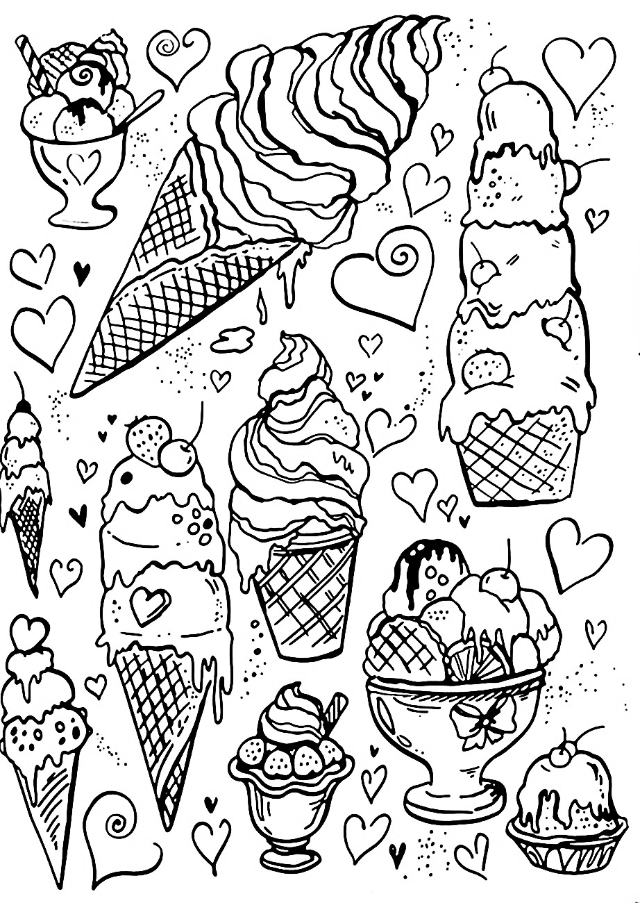 Cute Coloring Pages For Adults
 Riscos graciosos Cute Drawings Cupcakes sorvetes e
