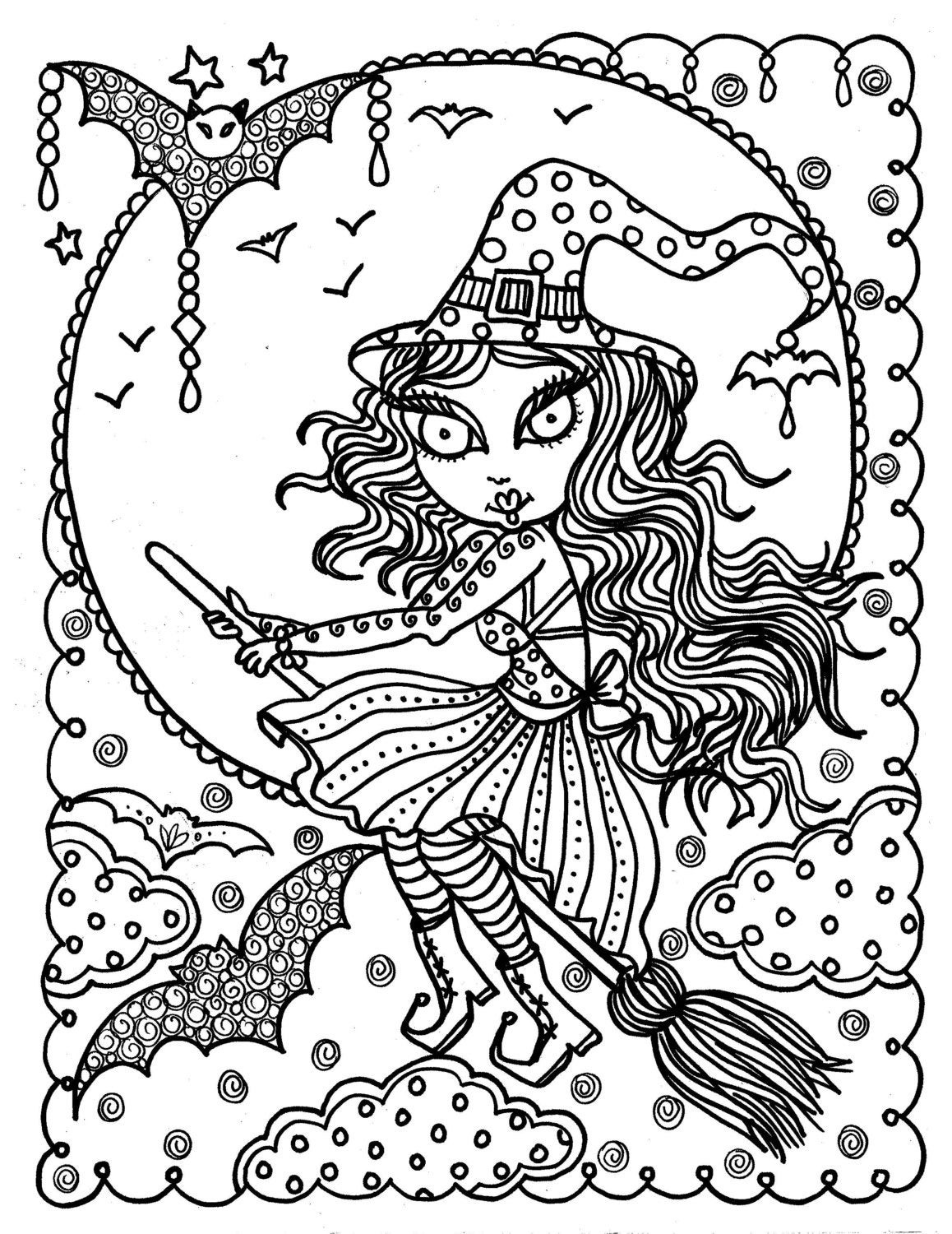 Cute Coloring Pages For Adults
 Cute Witch Halloween coloring page Fun Coloring Instant