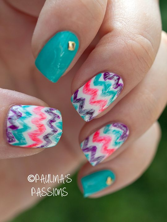 Cute Summer Nail Designs
 Colorful And Cute Chevron Nail Designs For The Summer