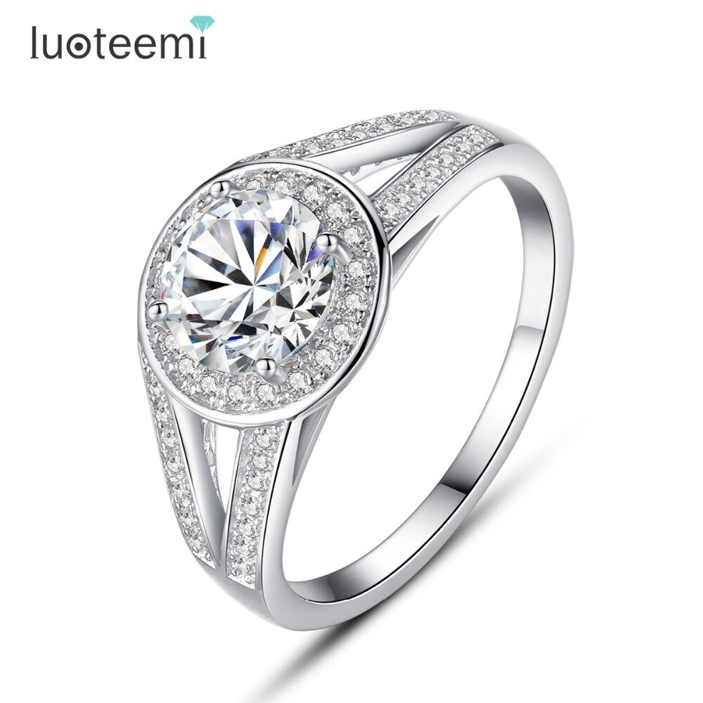 Cz Wedding Rings That Look Real
 Aliexpress Buy LUOTEEMI Luxury CZ 925 Real Sterling