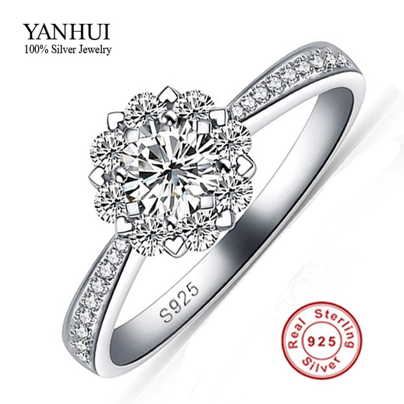 Cz Wedding Rings That Look Real
 Big Promotion Real 925 Silver Wedding Rings for Women