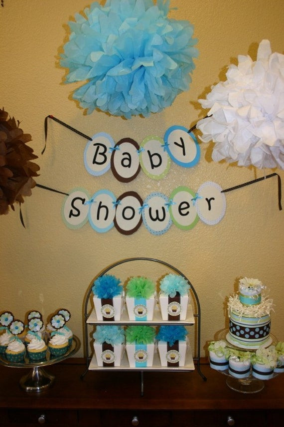 Decor For Baby Shower Boy
 Baby Boy Shower Party Decoration Package by sdoodlesbakeshop