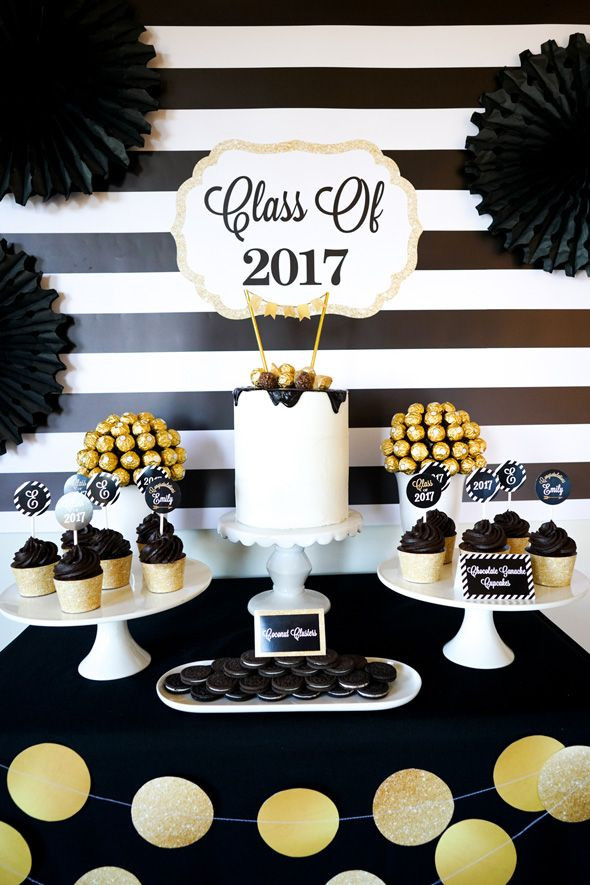 Decoration Ideas For Graduation Party
 Bold Black and Gold Graduation Party
