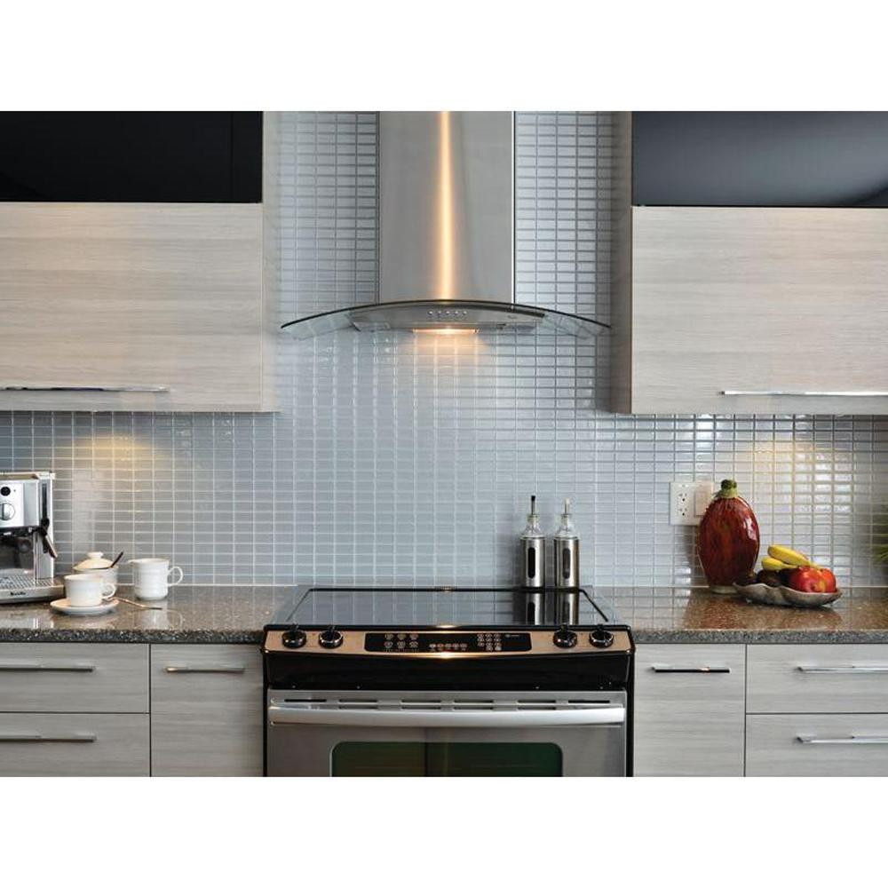 Decorative Wall Tiles Kitchen Backsplash
 Smart Tiles Stainless 10 625 in W x 10 00 in H Peel and
