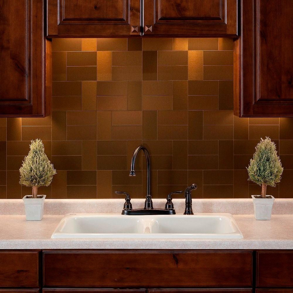 Decorative Wall Tiles Kitchen Backsplash
 Aspect Short Grain 3 in x 6 in Metal Decorative Wall