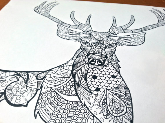 Deer Coloring Pages For Adults
 Adult Zentangle Coloring Sheet Deer