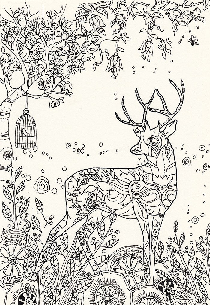 Deer Coloring Pages For Adults
 Magic Deer Printable Adult Coloring Page to print and color