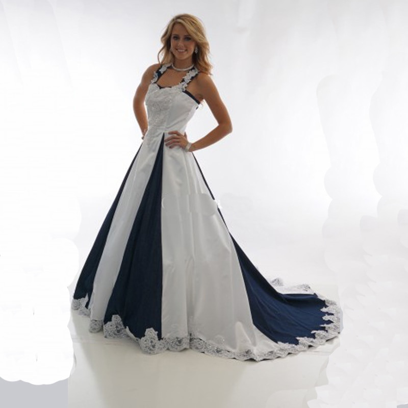 Denim Wedding Gowns
 camo formal whie and royal blue wedding gowns 2017 bridal