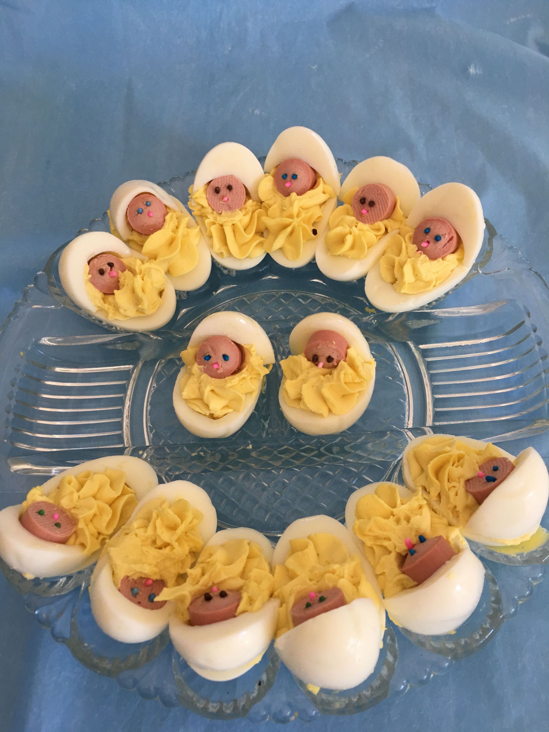 Deviled Eggs For Baby Shower
 Babies in a cradle deviled eggs for a baby shower or
