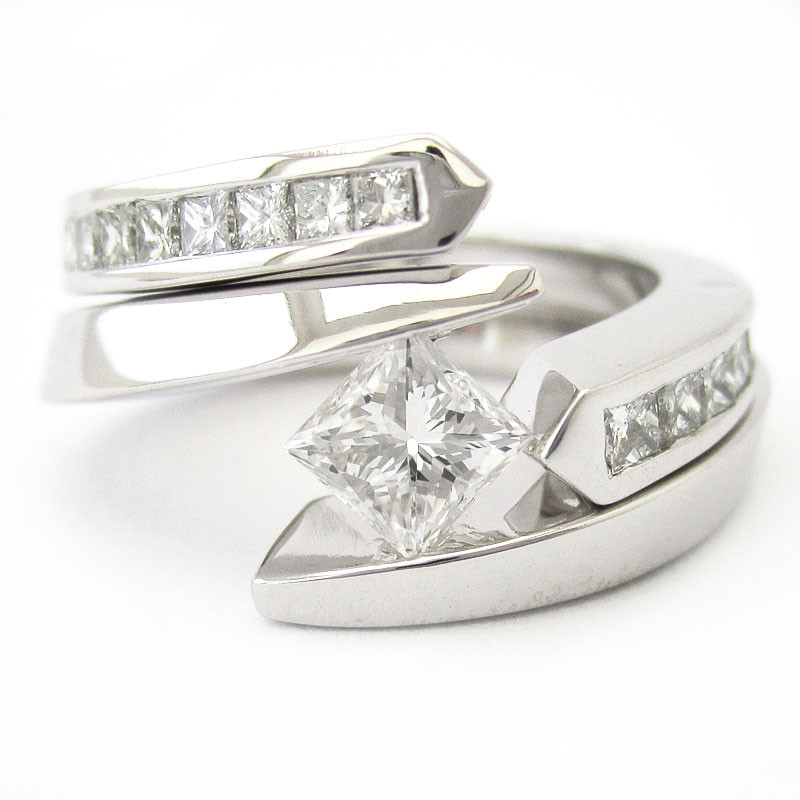 Diamond Cut Wedding Bands
 Princess Cut Tension Set Solitaire Diamond Engagement Ring