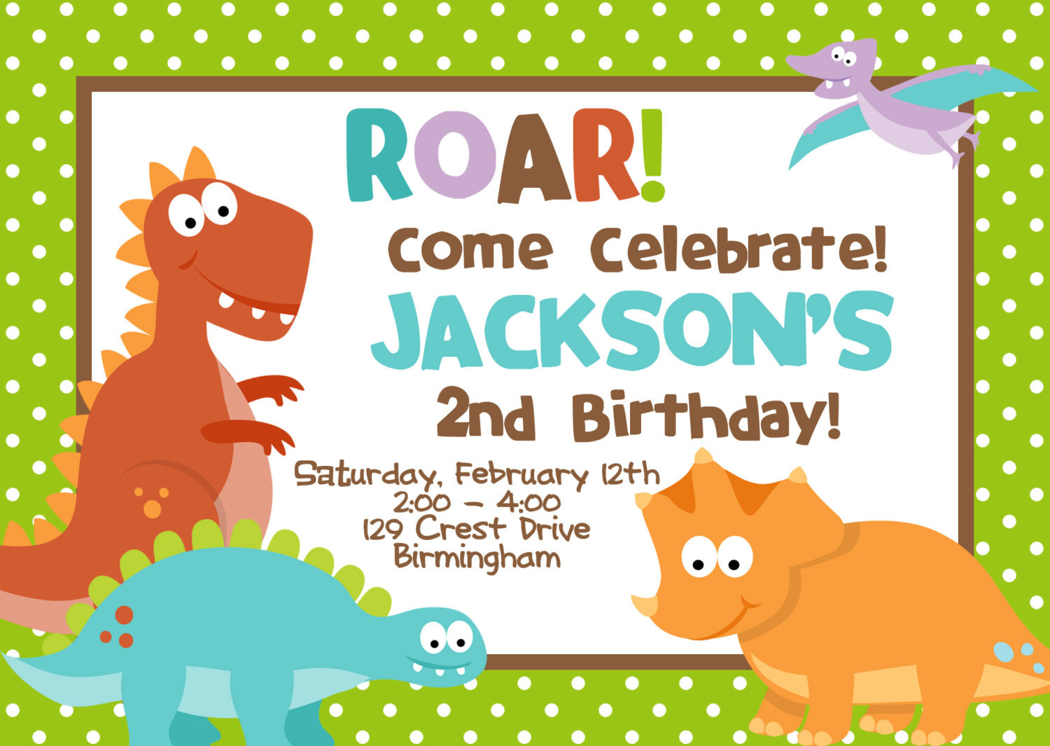 Dinosaur Birthday Party Invitations
 DIY DIGITAL FILE Dinosaur Birthday Party Invitation