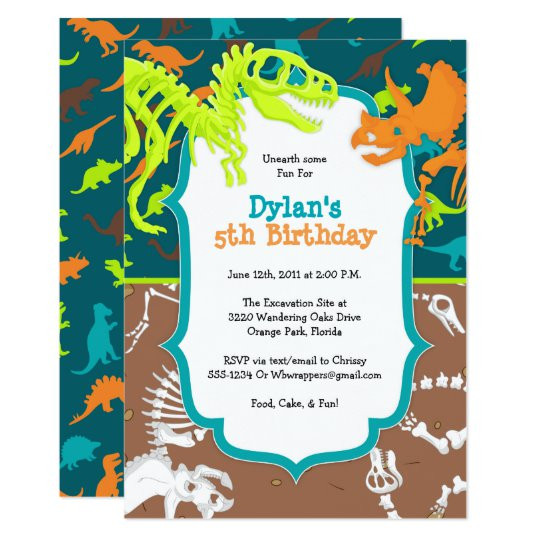 Dinosaur Birthday Party Invitations
 Dinosaur Dig Birthday Party Invitation