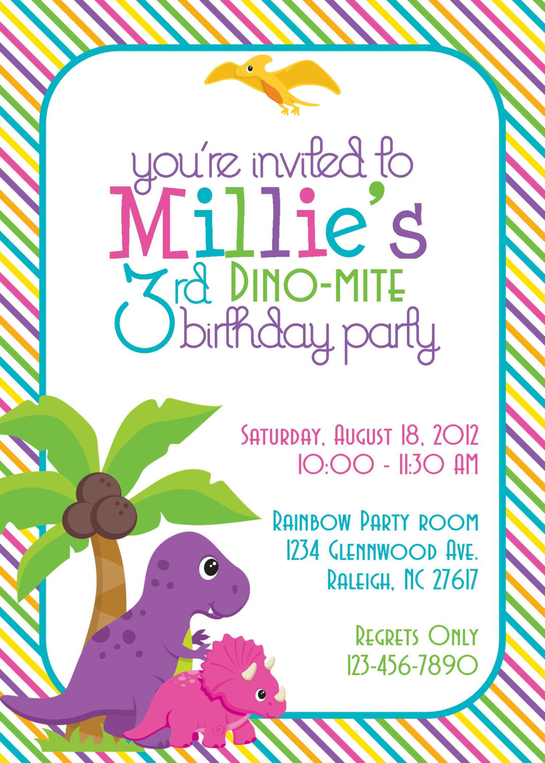 Dinosaur Birthday Party Invitations
 Dino Mite Dinosaur Birthday Party 5x7 Invitation by