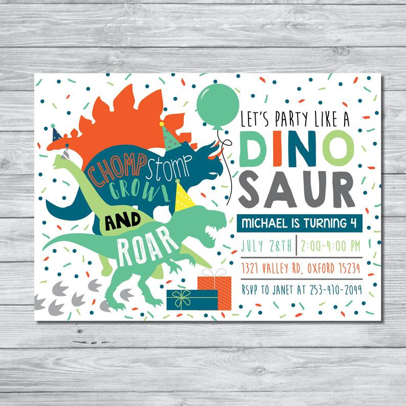 Dinosaur Birthday Party Invitations
 Dinosaur Birthday Party Invitation Dinosaur Birthday Boy