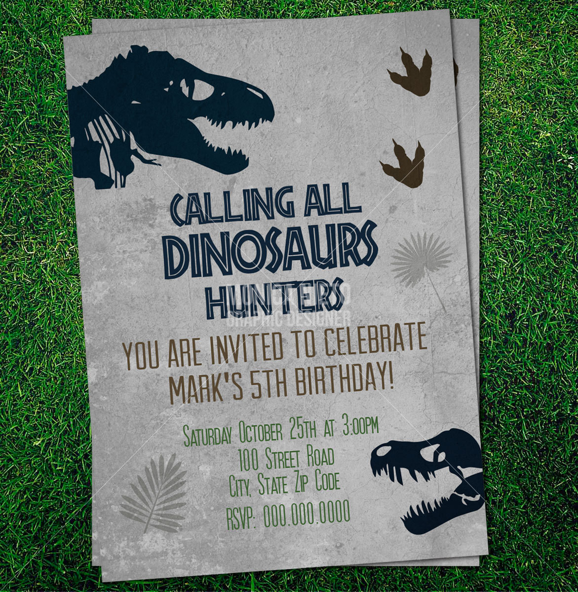 Dinosaur Birthday Party Invitations
 Custom Printable Jurassic Dinosaur Party Birthday Invitation