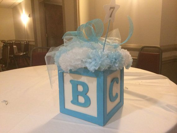 DIY Baby Block Centerpieces
 ABC Baby Block Centerpiece 8"x8"Great For Baby Shower or