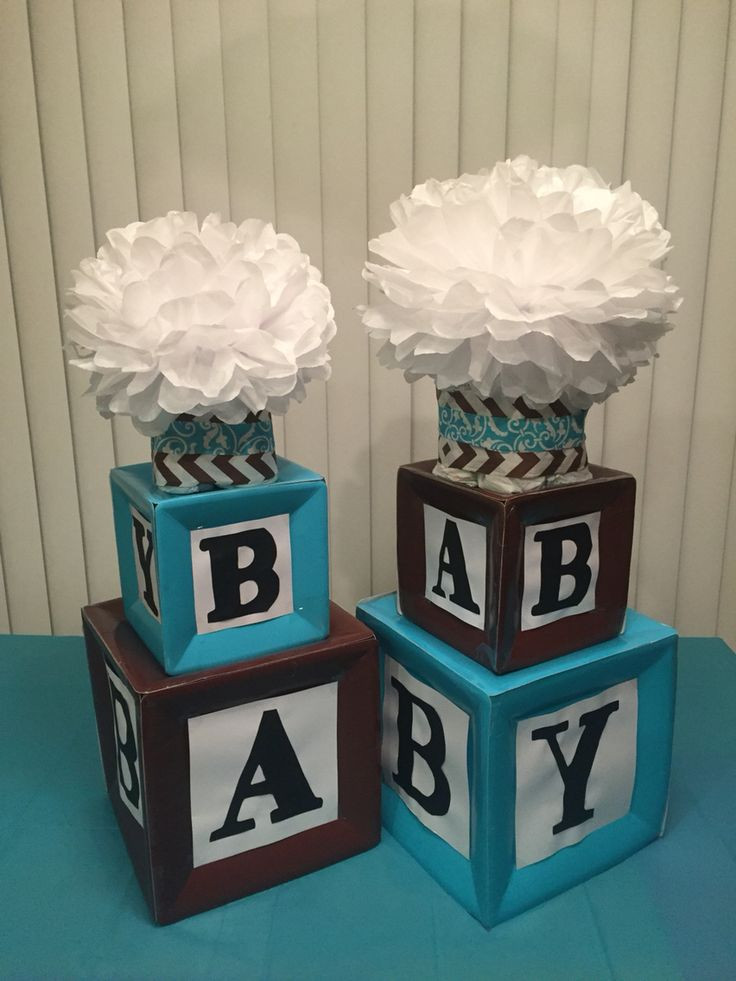 DIY Baby Block Centerpieces
 I made these building blocks centerpieces for a baby
