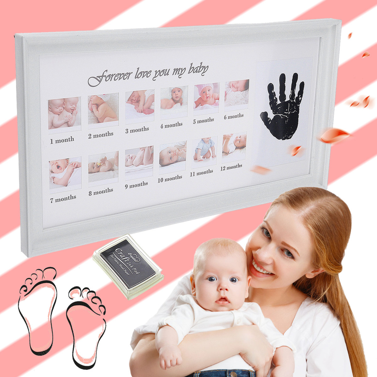 Diy Baby Footprint Ink
 Cute Baby frame DIY handprint or footprint 12 Months