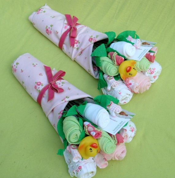 DIY Baby Gifts For Girls
 Items similar to Girl Twins Baby Bouquet Twin Baby Girls