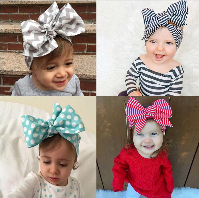 DIY Baby Head Wraps
 2016 Headband DIY Tie Bow Hairbands Big Bow Cute Dot Print