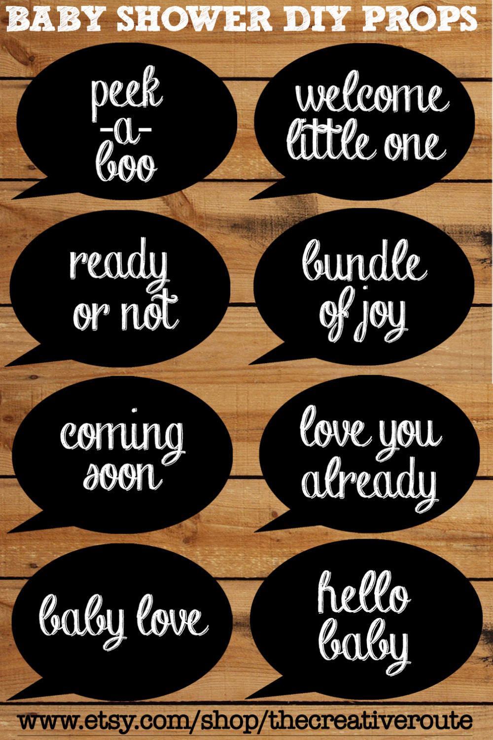 DIY Baby Shower Photo Booth
 Baby Shower booth props chalkboard Printable 8 page