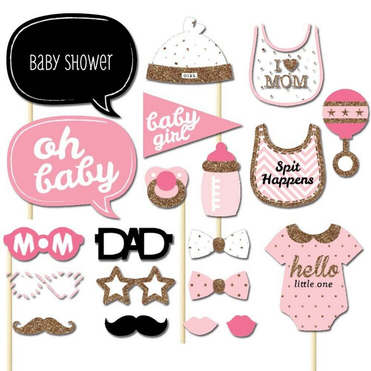 DIY Baby Shower Photo Booth
 HOT 25pcs set Girl Booth Props Baby Shower Pink