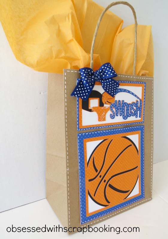DIY Basketball Gifts
 Obsessed with Scrapbooking Make A Swoosh Basketball Gift Bag
