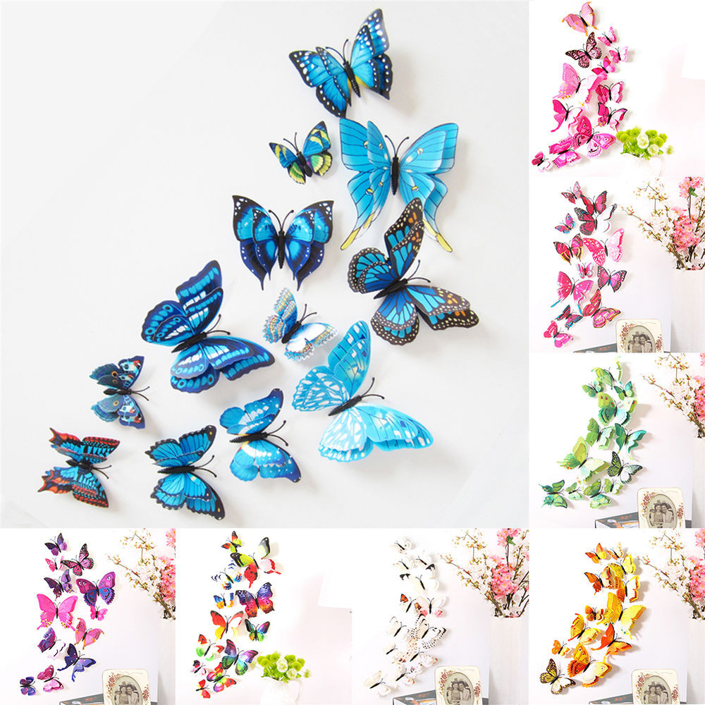DIY Butterfly Wall Decorations
 12pcs 3D PVC DIY Butterflies Butterfly Art Decal Home
