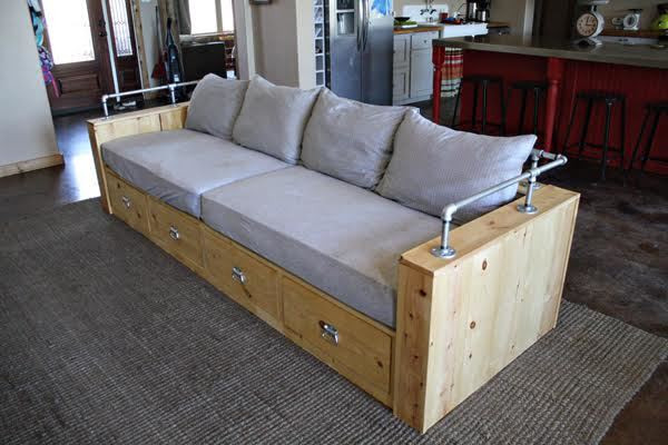 DIY Couch Plans
 Modern Wood Storage Sofa