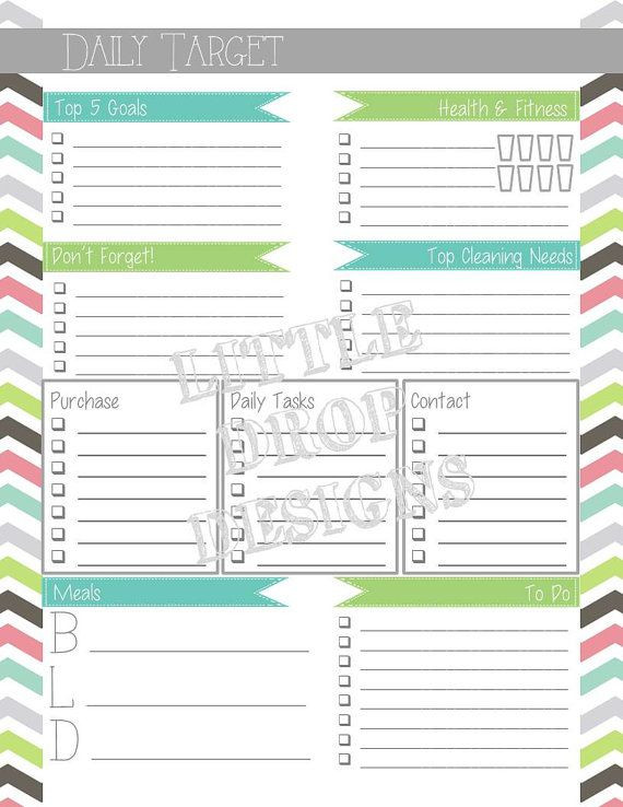 DIY Daily Planners
 Daily Planner Page Daily Tar DIY Planner Printables