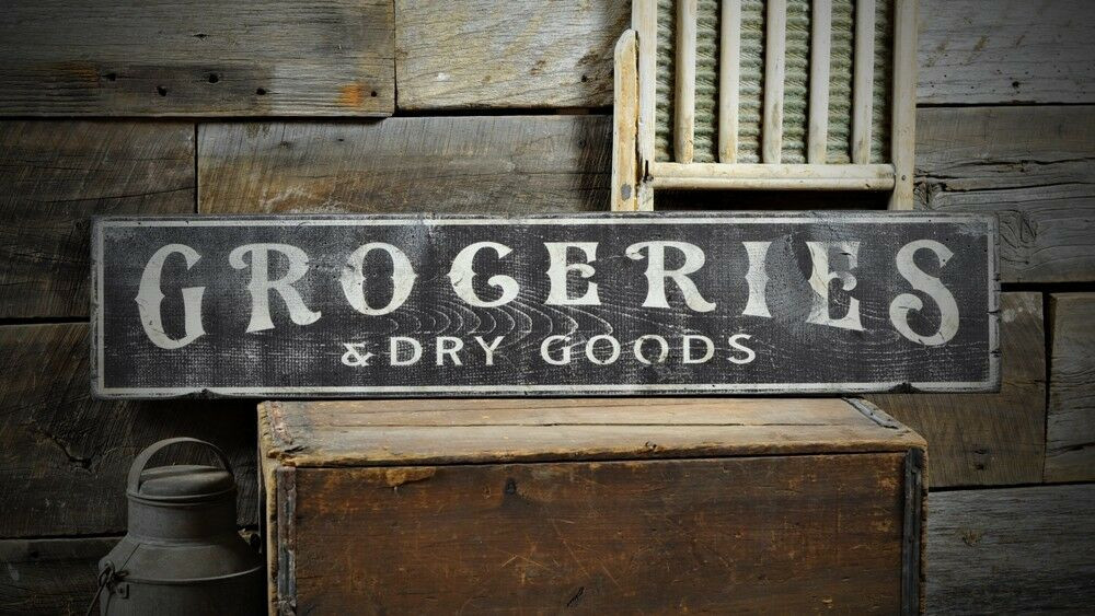 DIY Distressed Wood Signs
 Groceries & Dry Good Distressed Sign Rustic Hand Made