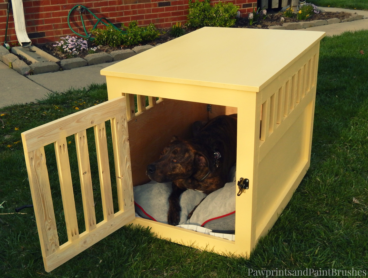 DIY Dog Crates
 Paw Prints and Paintbrushes DIY Wooden Dog Crate [That