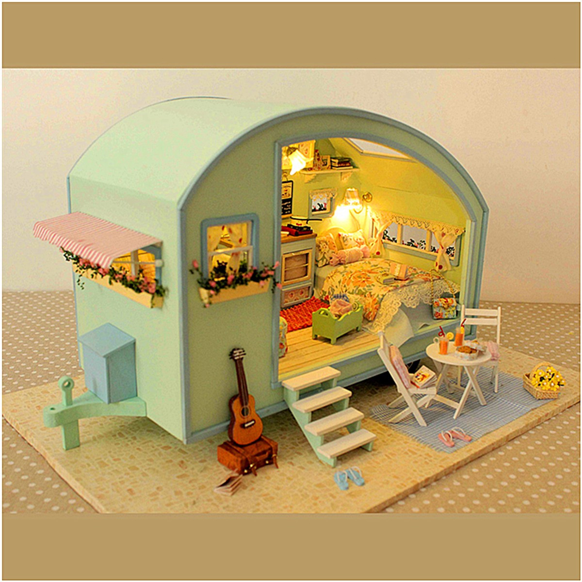 DIY Dollhouse Kits
 Cuteroom DIY Wooden Dollhouse Miniature Kit Doll house LED