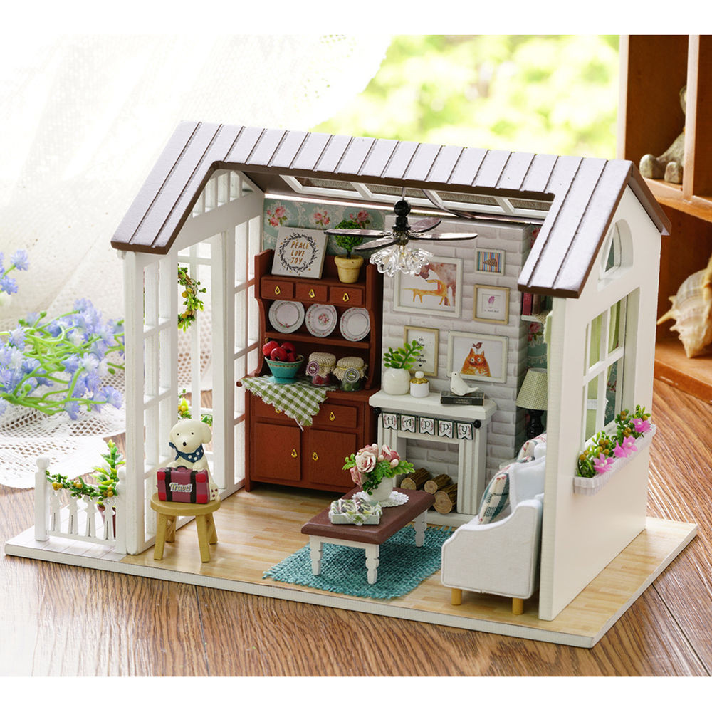 DIY Dollhouse Kits
 Mini Wooden Dollhouse Happy Times DIY Doll House LED Music