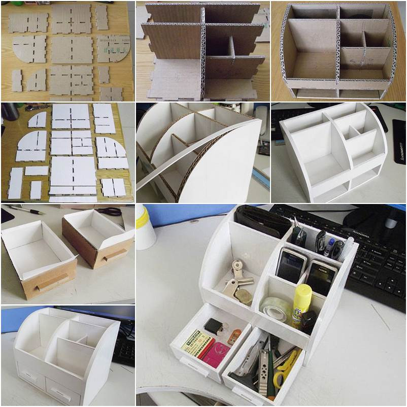 DIY Drawer Organizer Cardboard
 DIY Cardboard Desktop Organizer with Drawers