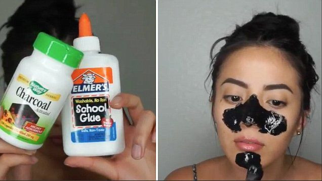 DIY Face Mask With Glue
 Beauty blogger creates DIY face mask out of charcoal and GLUE