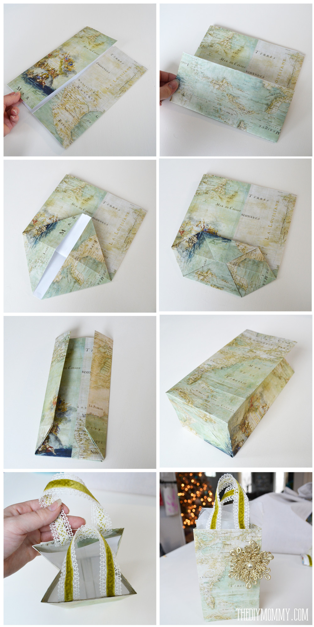 DIY Gift Bags From Wrapping Paper
 DIY Vintage Map Christmas Gift Wrap and Gift Bags