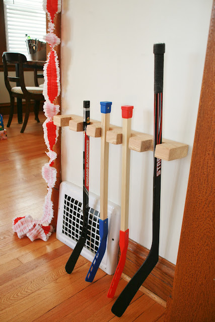 DIY Hockey Stick Rack
 hockey stick rack this whole post is about her son s