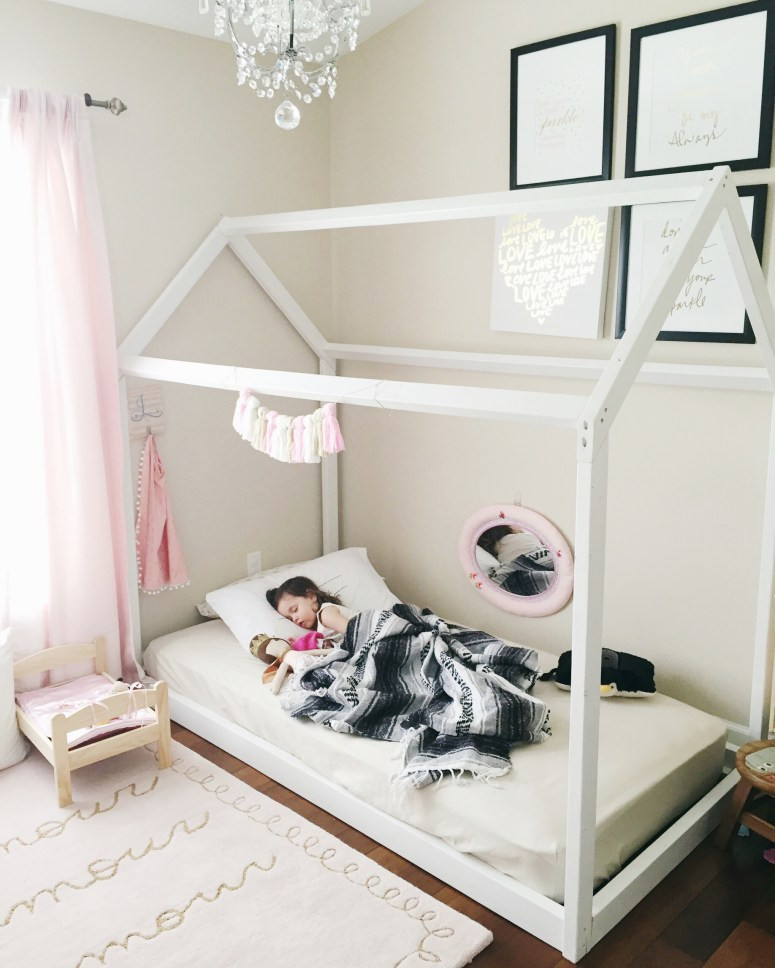 DIY Kids Beds
 DIY House Frame Floor Bed Plan Oh Happy Play