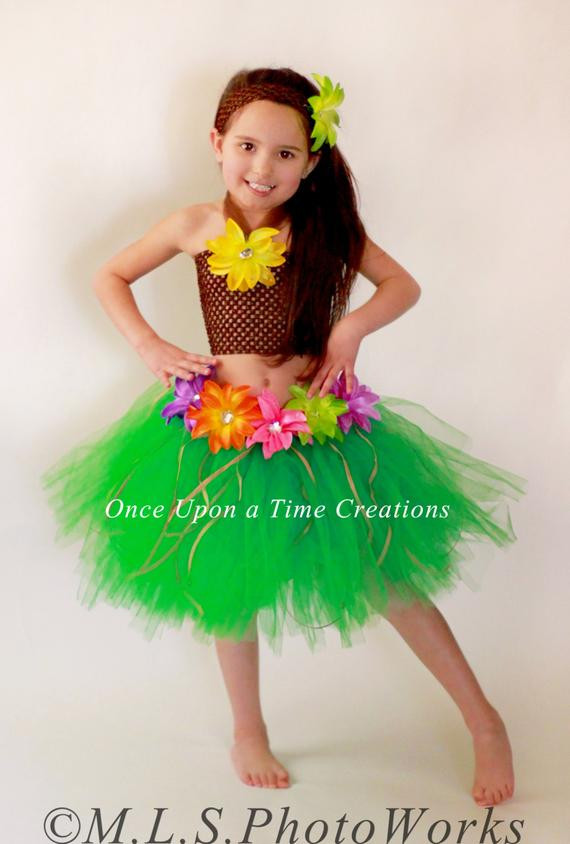 DIY Lilo Hula Costume
 Luau Hawaiian Grass Hula Skirt Tutu Dress Set Girls Size 6M