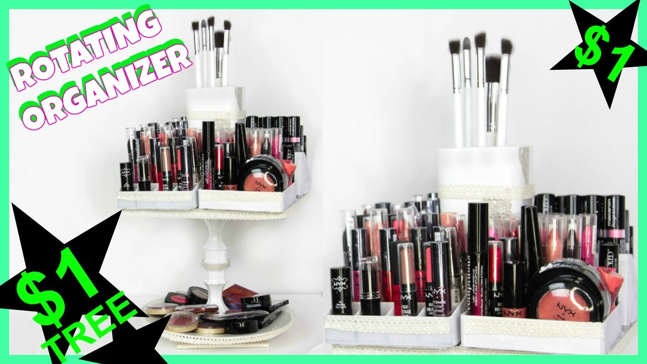 DIY Lipstick Organizer
 DIY Rotating Makeup Organizer Dollar Tree