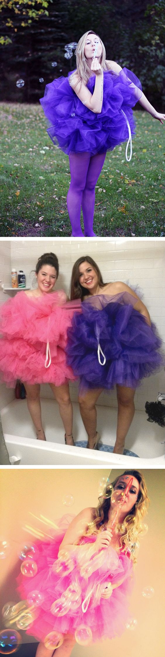 DIY Loofah Costume
 DIY Shower Loofah Pouf Costumes Blow bubbles for the