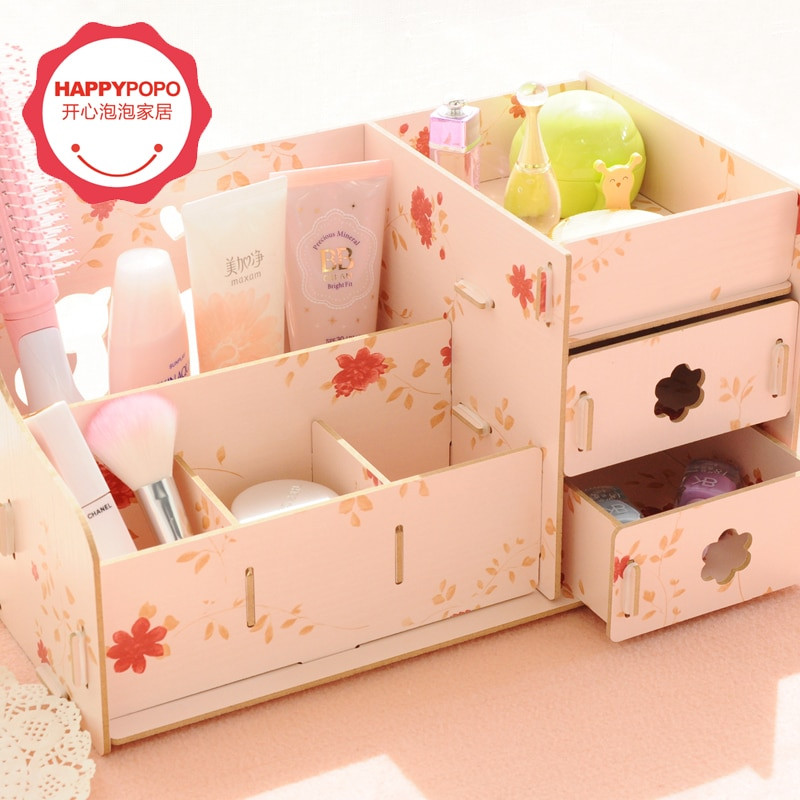 DIY Makeup Organizer Shoebox
 Creative DIY wooden box kawaii storage box make up
