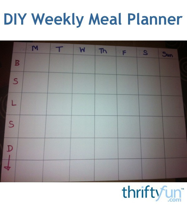 DIY Meal Planner
 DIY Weekly Meal Planner